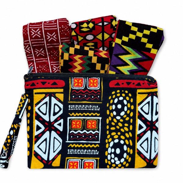 Afrikaanse sokken / Afro socks set OWURA  met tasje - Set van 4