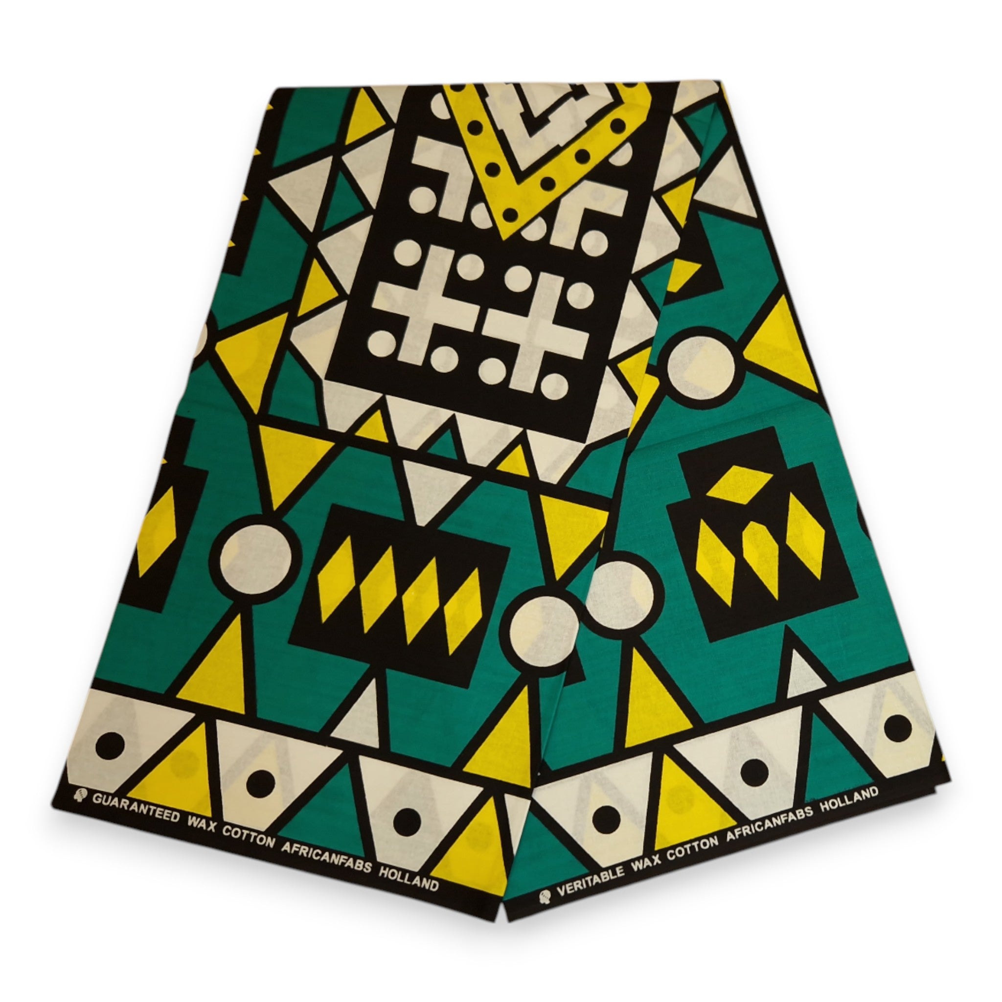 Afrikaanse print stof - Turquoise Gele Samakaka / Samacaca (Angola) - 100% katoen