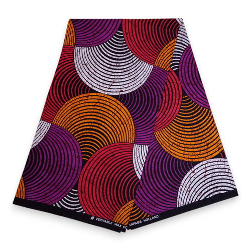 Haarband / Hoofdband voor Kinderen in Afrikaanse print - Oranje Paars Concentric Circles