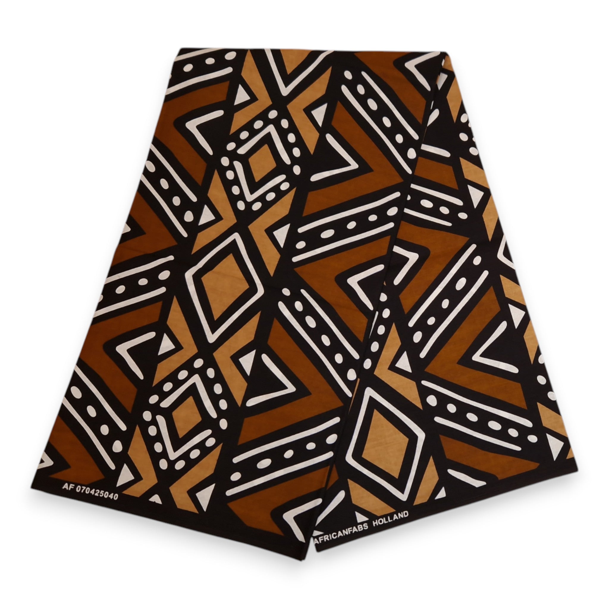 Afrikaanse print stof - Donkerbruin en zwart Bogolan - 100% katoen