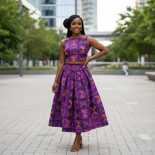 Afrikaanse print stof - Paars en geel African Prism - 100% katoen