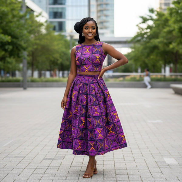 Afrikaanse print stof - Paars en geel African Prism - 100% katoen
