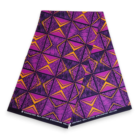 Afrikaanse print stof - Paars en geel African Prism - 100% katoen