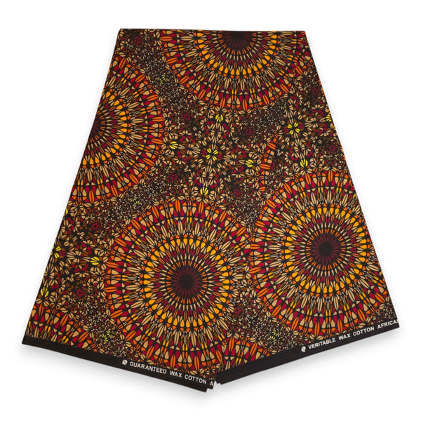 African Wax print fabric - Brown Savanna Sun - 100% cotton