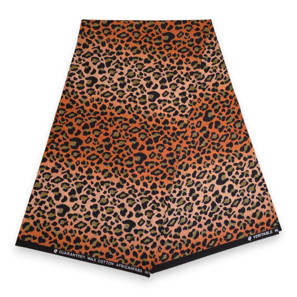 Haarband / Hoofdband in Afrikaanse print - Oranje Beige Leopard Spots