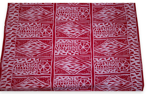 Afrikaanse print stof - Rood Ndop Cameroon - 100% katoen