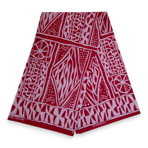Afrikaanse print stof - Rood Ndop Cameroon - 100% katoen