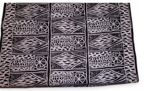 Afrikaanse print stof - Zwart en wit Ndop Cameroon - 100% katoen