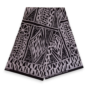 Afrikaanse print stof - Zwart en wit Ndop Cameroon - 100% katoen