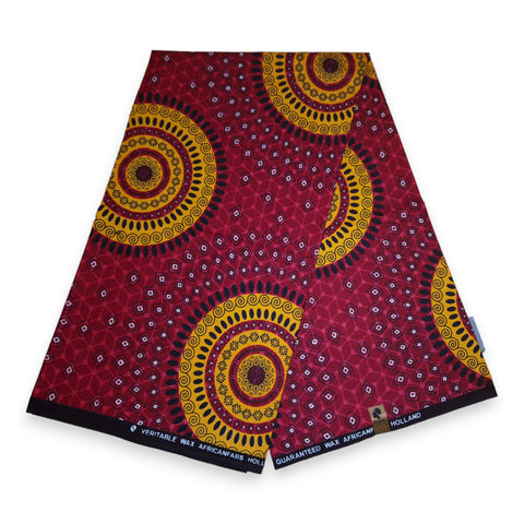 Afrikaanse print stof - Rode Dotted Patterns - 100% katoen