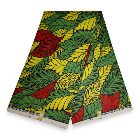 Afrikaanse stof - Multicolor Leaves - Polycotton