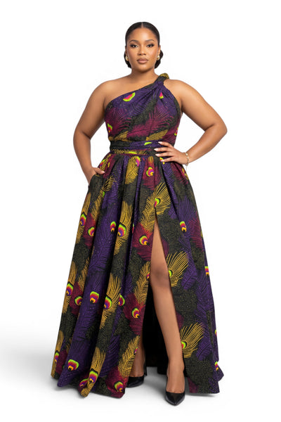 Afrikaanse wax print stof - Paars Geel Royal Peacock - 100% katoen