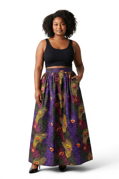 Afrikaanse wax print stof - Paars Geel Royal Peacock - 100% katoen