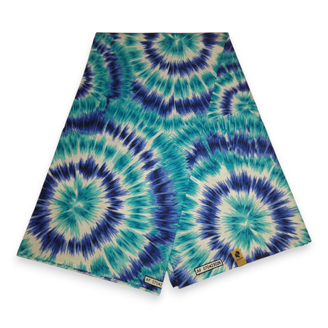 Afrikaanse print stof - Turquoise Tie Dye - 100% katoen