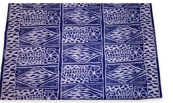 Afrikaanse wax print stof - Blauw Wit Ndop Cameroon - 100% katoen
