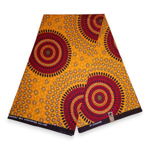 Afrikaanse print stof - Oranje Dotted Patterns - 100% katoen