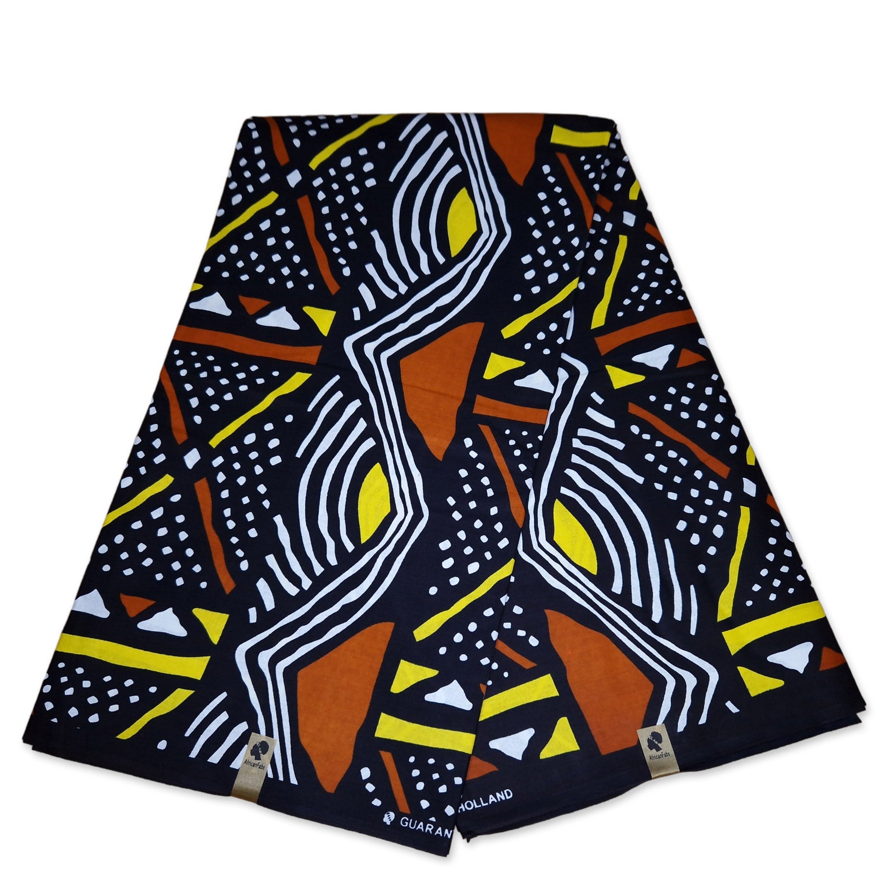 Afrikaanse print stof - Gele Bogolan / Mud cloth AF-4025 - 100% katoen