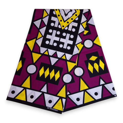 Afrikaanse print stof - Paars Gele Samakaka / Samacaca (Angola) - 100% katoen