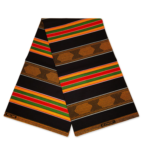 Haarband / Hoofdband in Afrikaanse print - Zwart Pan African kente