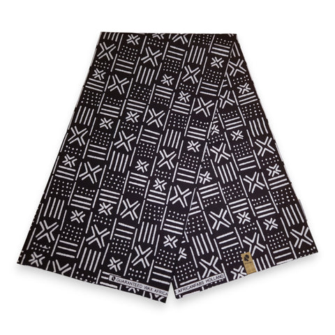 Afrikaanse Print Draagdoek / Draagzak / baby wrap / baby sling - Zwart / wit mud