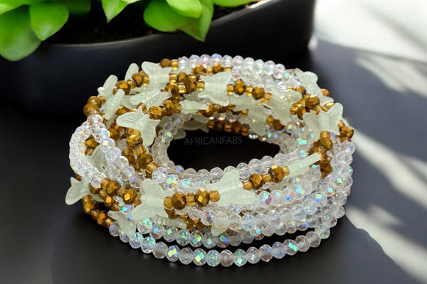 Waist Beads / Afrikaanse Heupketting - Akpakpa - Vlinder crystal (elastisch)