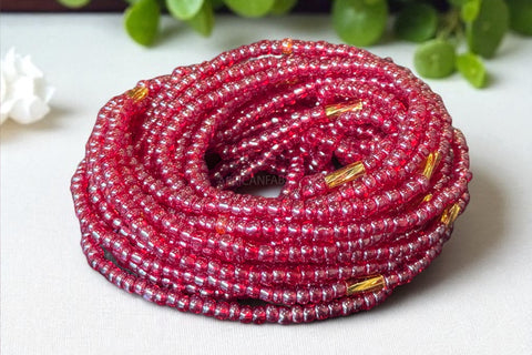 Waist Beads / Afrikaanse Heupketting - Adolor - Cranberry (elastisch)