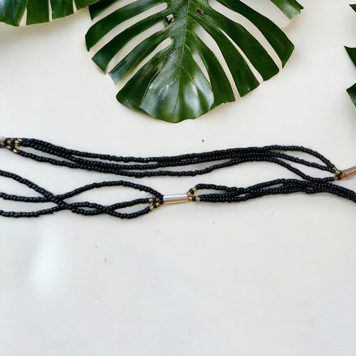 3 in 1 Waist Beads / Afrikaanse Heupketting - IYORE- Zwart (elastisch)