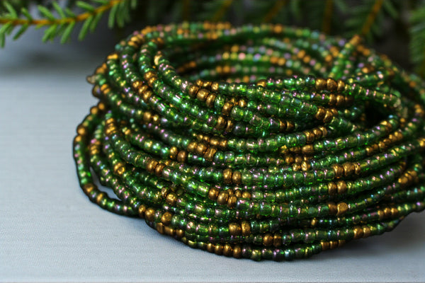 Waist Beads / Afrikaanse Heupketting - OGHOGHO - Groen / gold (elastisch)