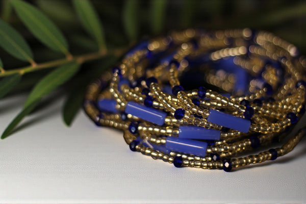 Waist Beads / Afrikaanse Heupketting - IFUEKO - Blauw  (elastisch)