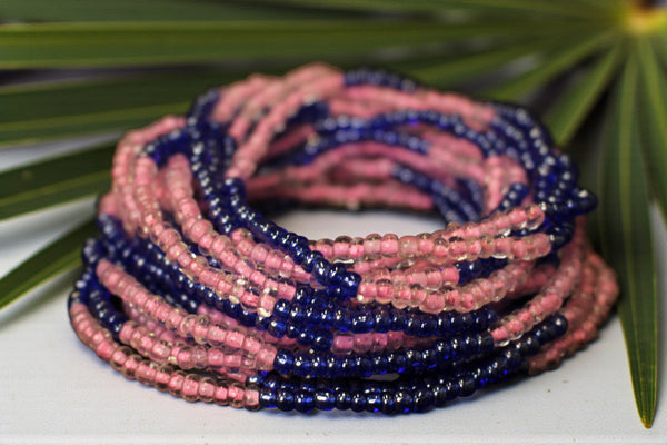 Waist Beads / Afrikaanse Heupketting - ABILO - Paars / roze (elastisch)
