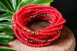 Waist Beads / Afrikaanse Heupketting - OBI - Rood (elastisch)