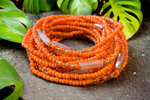 Waist Beads / Afrikaanse Heupketting - FADEKEMI - Oranje (elastisch)