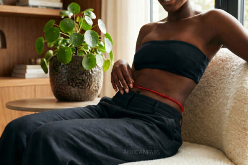 Waist Beads / Afrikaanse Heupketting -  Abiémwénse - Rood (Traditioneel niet-elastisch koord)