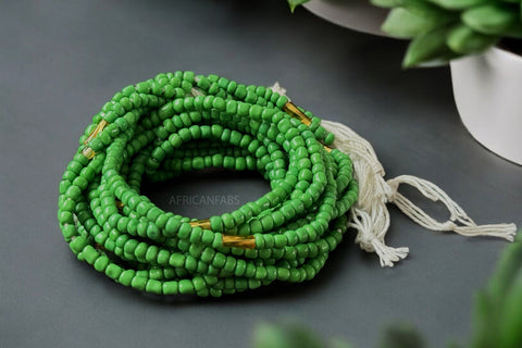 Waist Beads / Afrikaanse Heupketting - Abele - Groen (Traditioneel niet-elastisch koord)