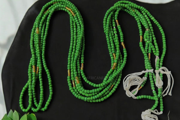 Waist Beads / Afrikaanse Heupketting - Abele - Groen (Traditioneel niet-elastisch koord)