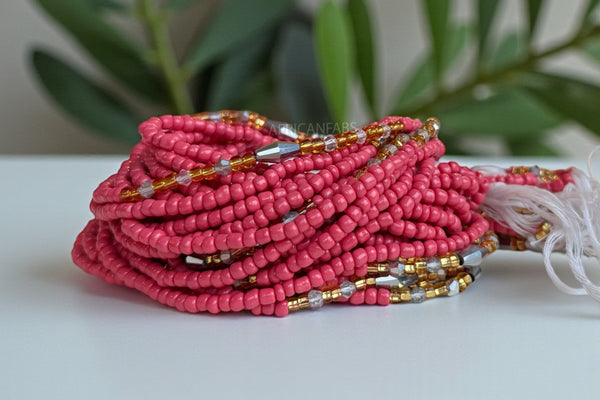 Waist Beads / Afrikaanse Heupketting - Abinéné - Oudroze (Traditioneel niet-elastisch koord)