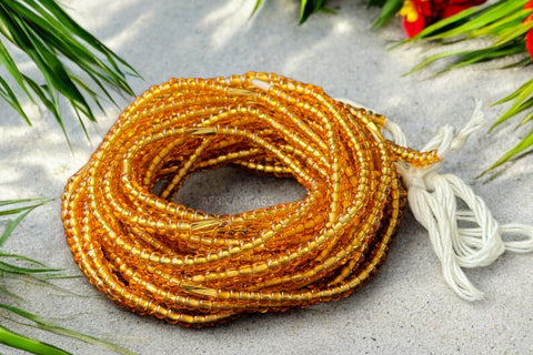 Waist Beads / Afrikaanse Heupketting - Aburiéki  - Goud (Traditioneel niet-elastisch koord)