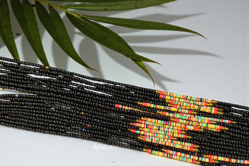 Waist Beads / Afrikaanse Heupketting - Ovie - Zwart mix (Traditioneel niet-elastisch koord)