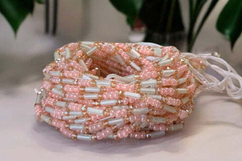  (Belangrijk: graag lezen) Waist Beads / Afrikaanse Heupketting - Roze Mix (Traditioneel niet-elastisch koord)