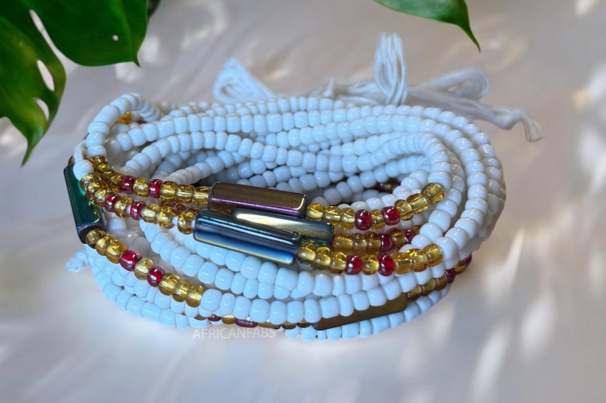  (Belangrijk: graag lezen) Waist Beads / Afrikaanse Heupketting - Wit (Traditioneel niet-elastisch koord)