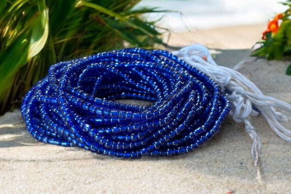  (Belangrijk: graag lezen) Waist Beads / Afrikaanse Heupketting - Blauw X (Traditioneel niet-elastisch koord)