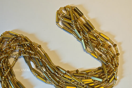 Waist Beads / Afrikaanse Heupketting - Amina - Goud (Traditioneel niet-elastisch koord)