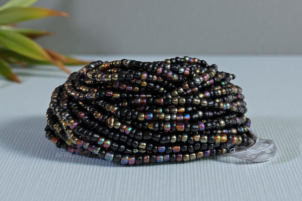 Waist Beads / Afrikaanse Heupketting - Egidi - Zwart (Traditioneel niet-elastisch koord)