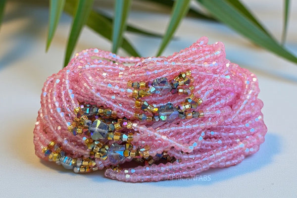 Waist Beads / Afrikaanse Heupketting -  Mami - Roze (Traditioneel niet-elastisch koord)