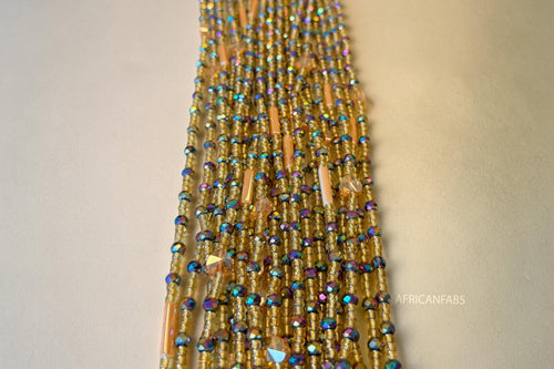 Waist Beads / Afrikaanse Heupketting -  Goud Crystal Abimbola (Traditioneel niet-elastisch koord)