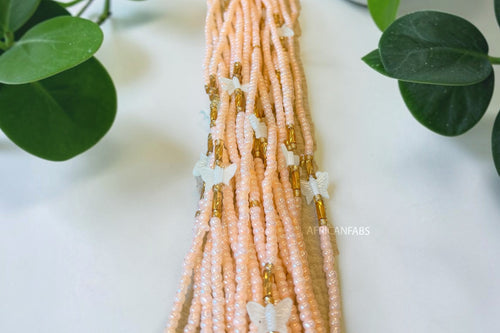 Waist Beads / Afrikaanse Heupketting -  Zalm Butterfly Ifeoma (Traditioneel niet-elastisch koord)