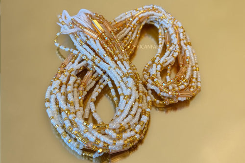 Waist Beads / Afrikaanse Heupketting -  Wit Goud Jumoke (Traditioneel niet-elastisch koord)