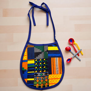 Afrikaanse print slabbetje - Blauw / Oranje Kente (Unisex)
