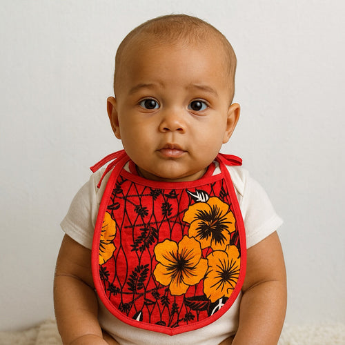 Afrikaanse print slabbetje - Rode Bloemen (Unisex)