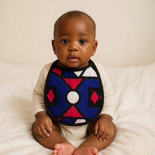Afrikaanse print slabbetje - Blauw Roze Samakaka (Unisex)